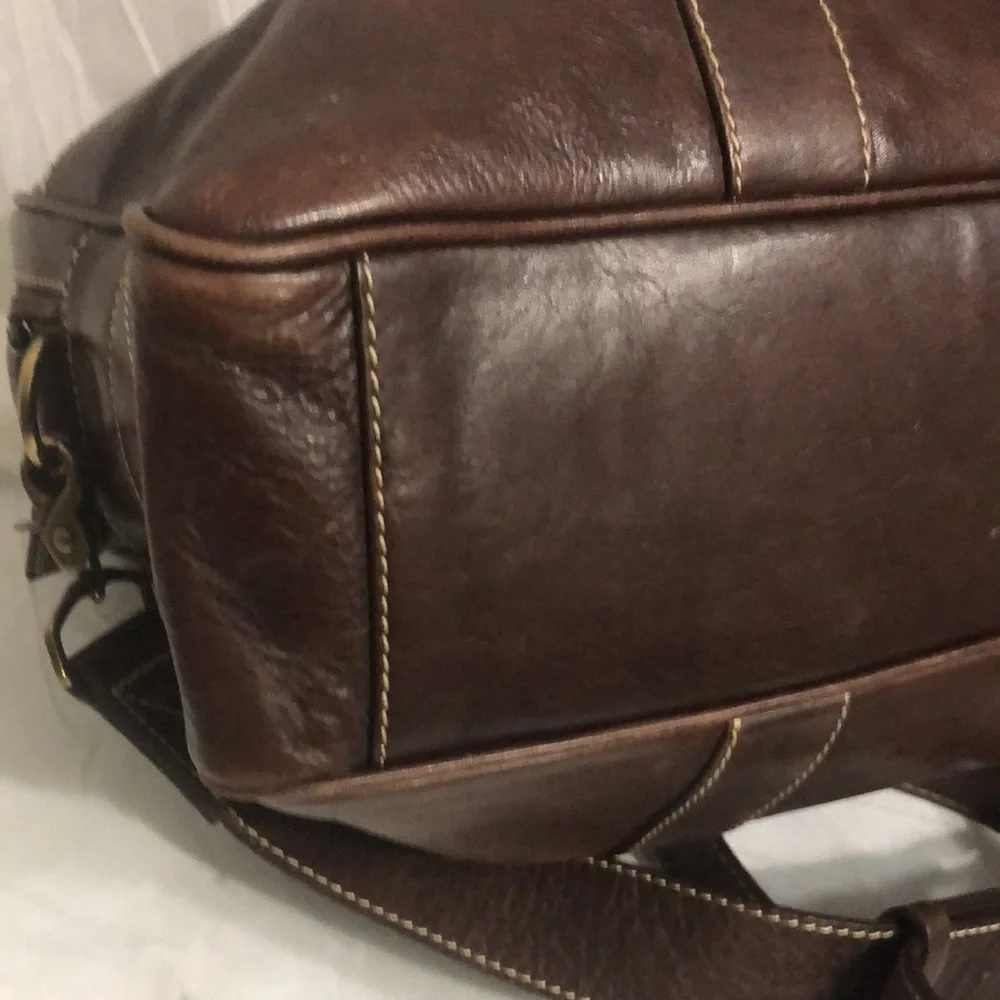 Cole Haan Brown Leather Duffel Briefcase Shoulder Bag